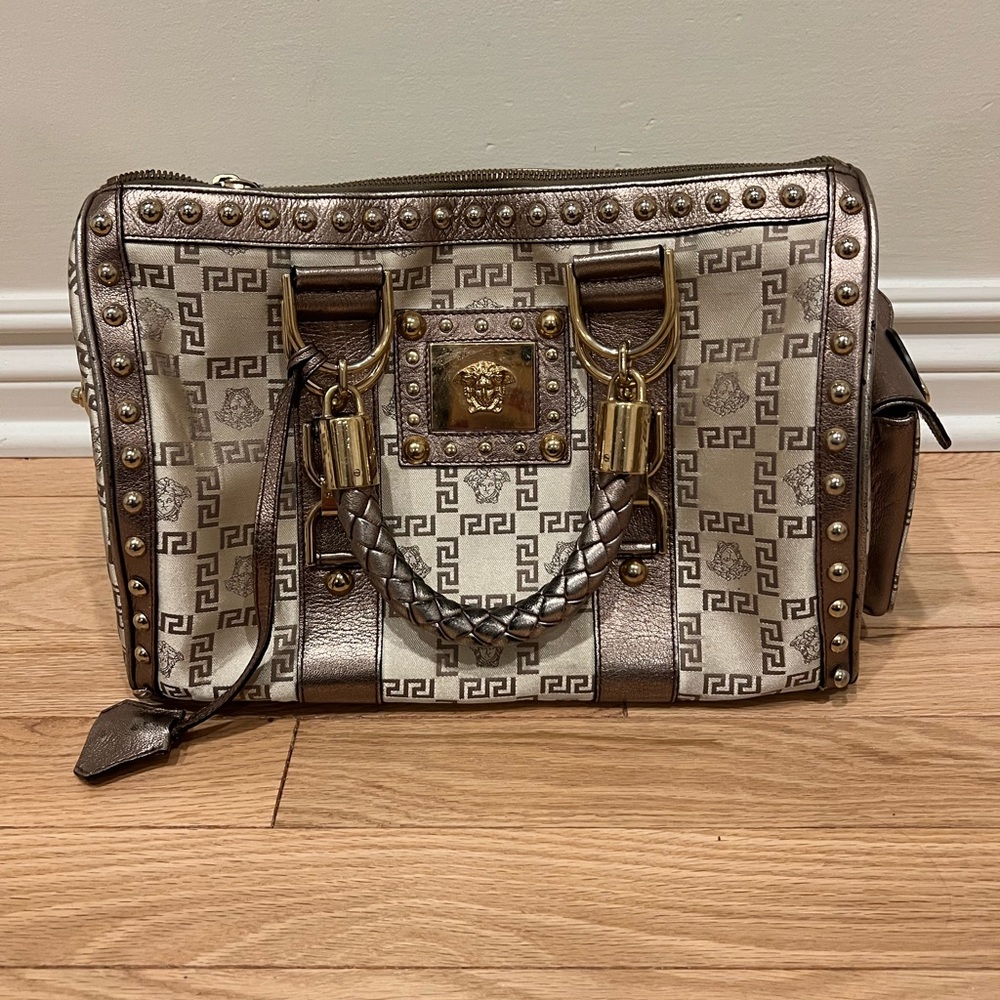 Versace snap out of it jacquard Boston bag